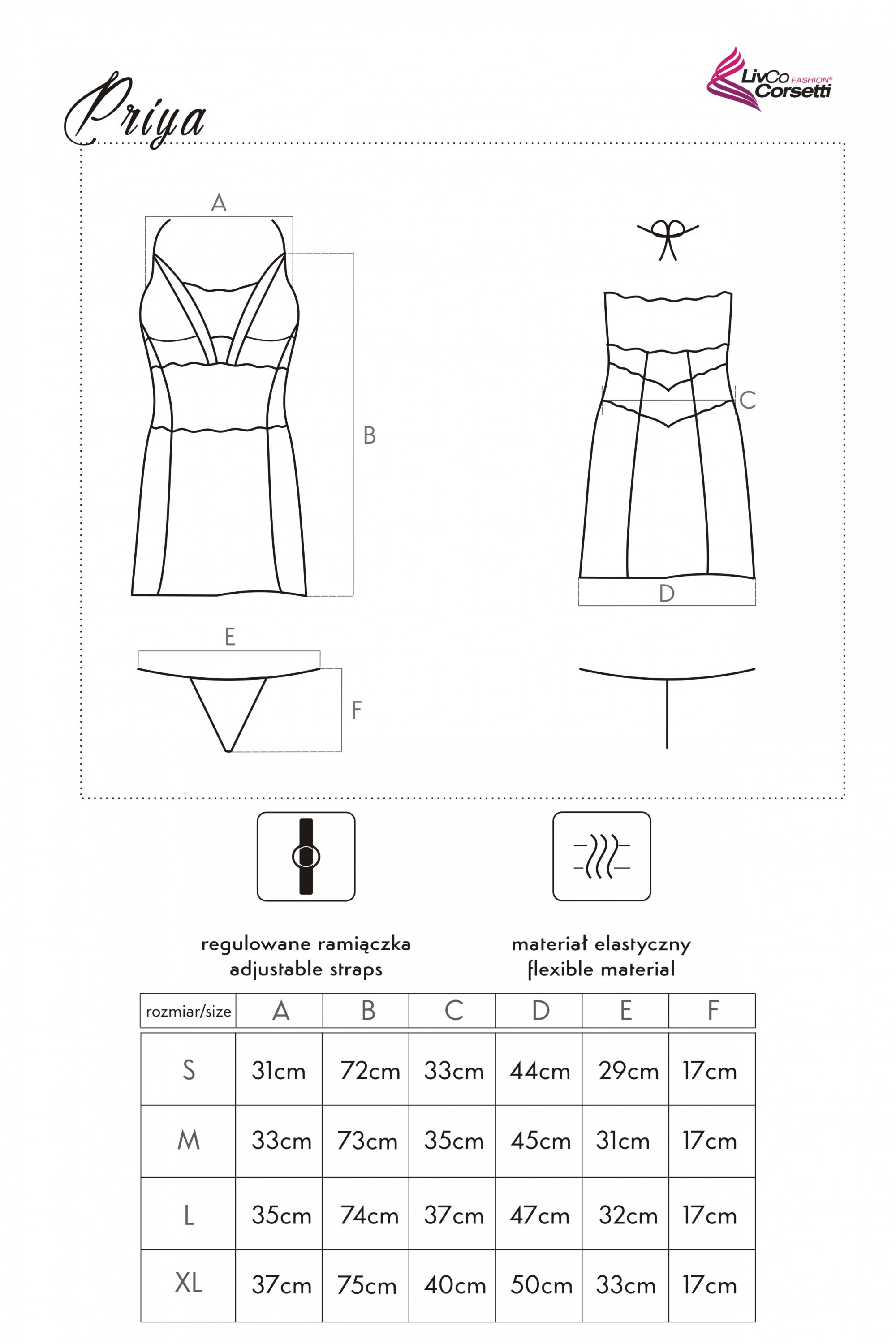 Priya LC 13429 S M L XL LivCo Corsetti Fashion