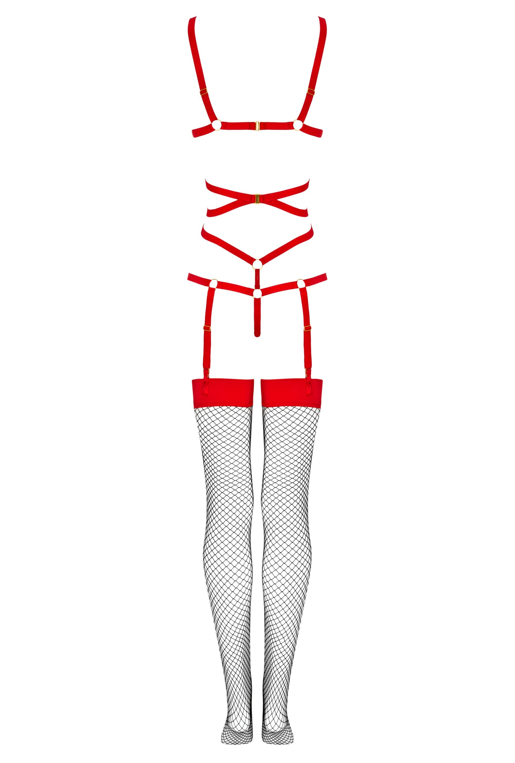 Thiara Red/Czerwone zmysłowe body z pończochami LivCo Corsetti Fashion