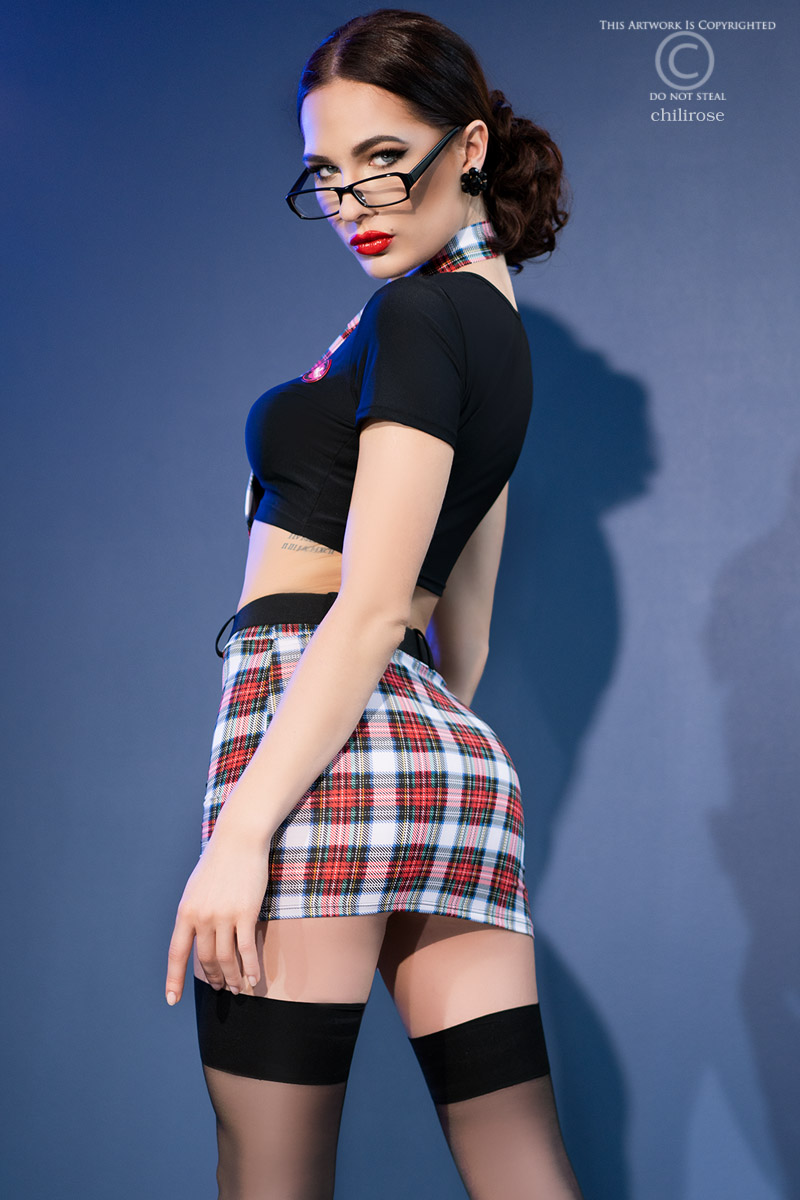 CR-4425 Black/white/Red strój uczennicy