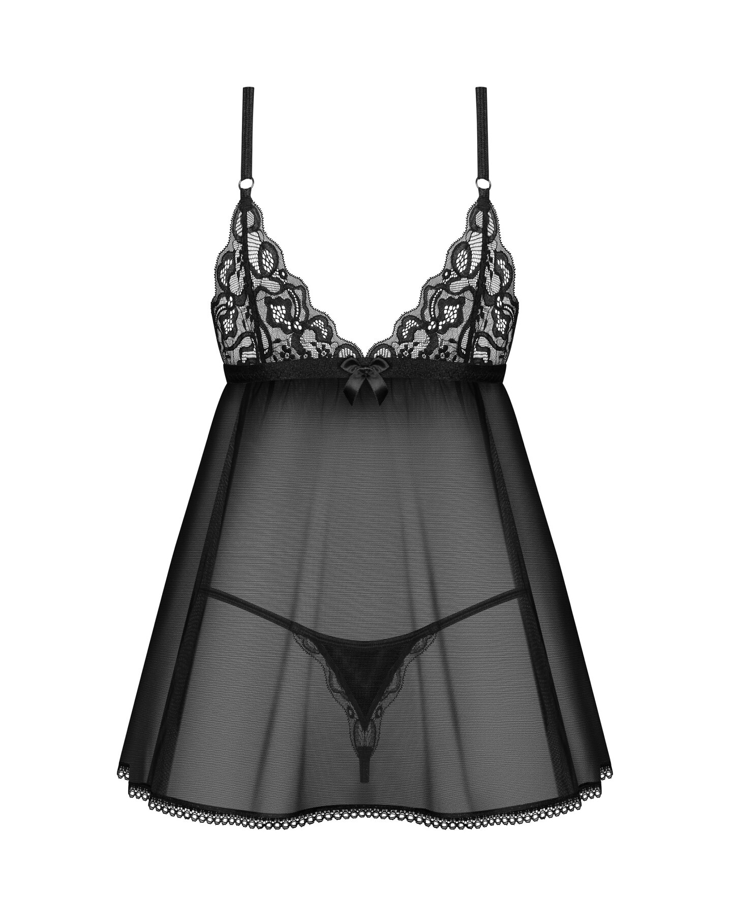Komplet Obsessive Blomentis Babydoll Koszulka i stringi