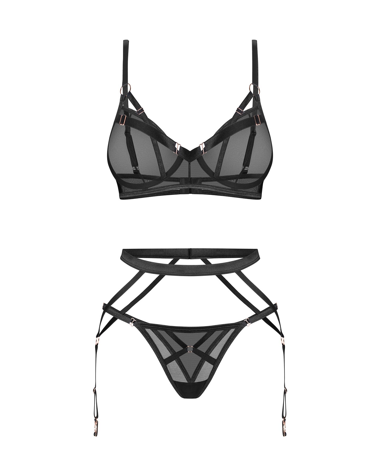 Komplet Obsessive Euridia – komplet 3-częściowy czarny